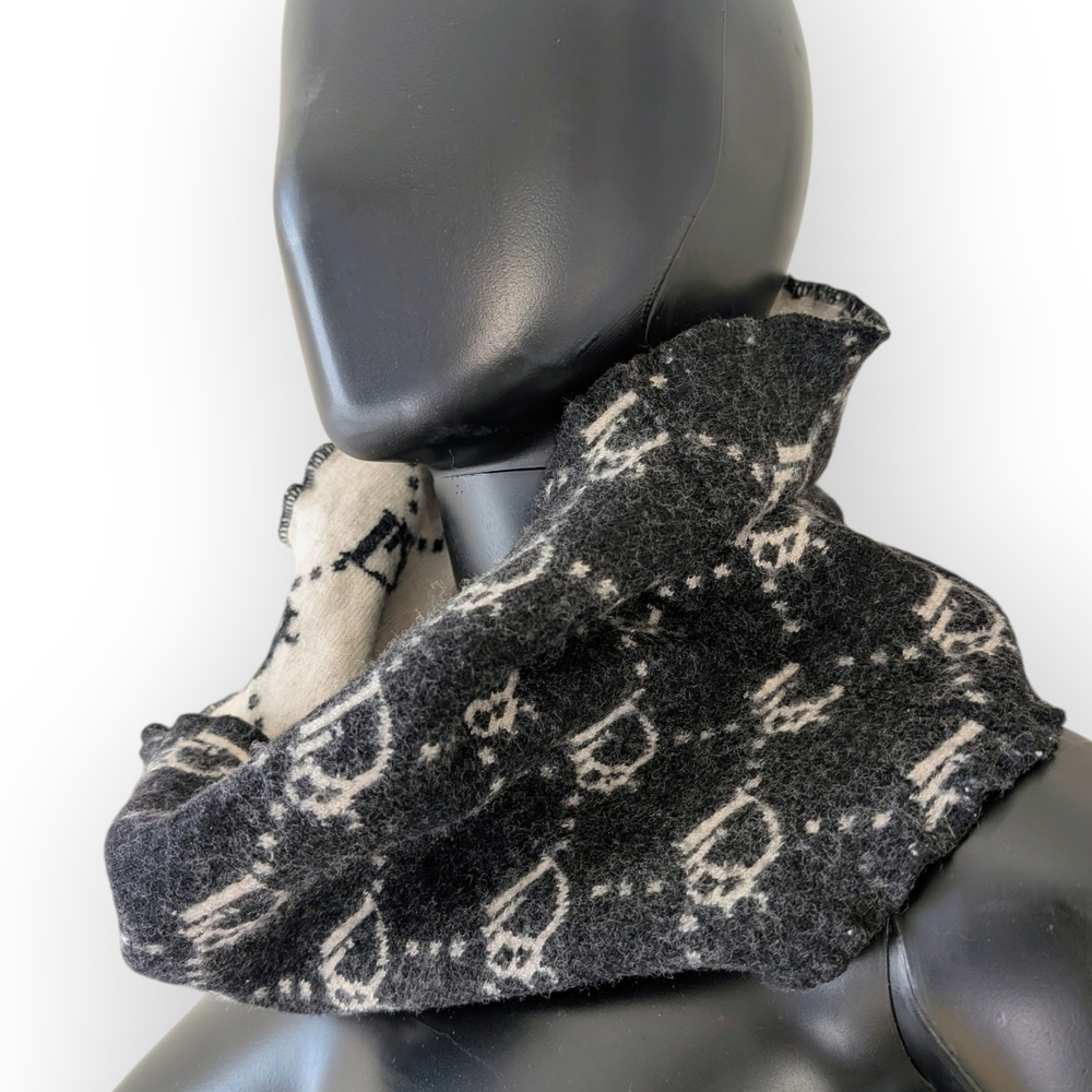 Christian Dior Custom Upcycled Oblique Reversible Neck Warmer Loop Scarf